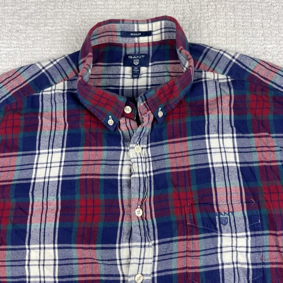 GANT Lumberjack Flannel Shirt 3XL Men Thick Cotton Check Regular Fit (read) - Picture 2 of 16
